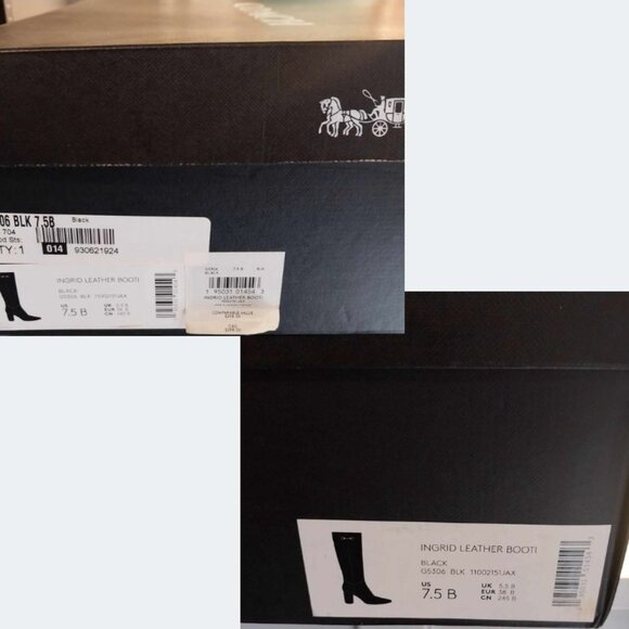Coach Ingrid Black Leather Boots – Size 7.5 – New in Box - Picture 3 of 7